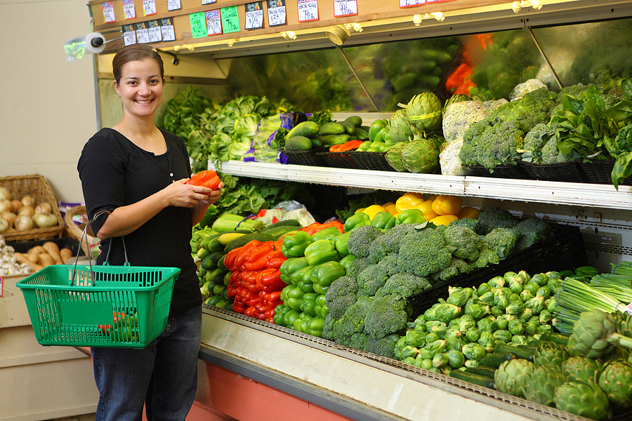 Woman shopping in grocery store