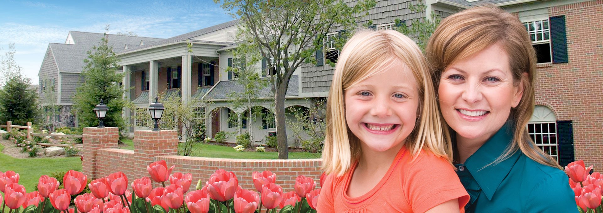 Mother & Child Smiling in Front of Dentistry by Dery